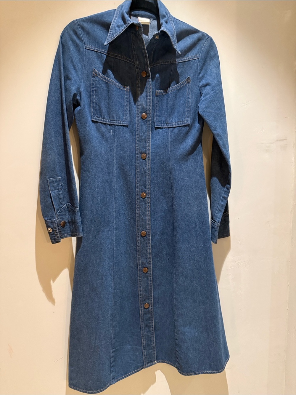 authentic vintage 1970s Landlubber denim midi shirtdress